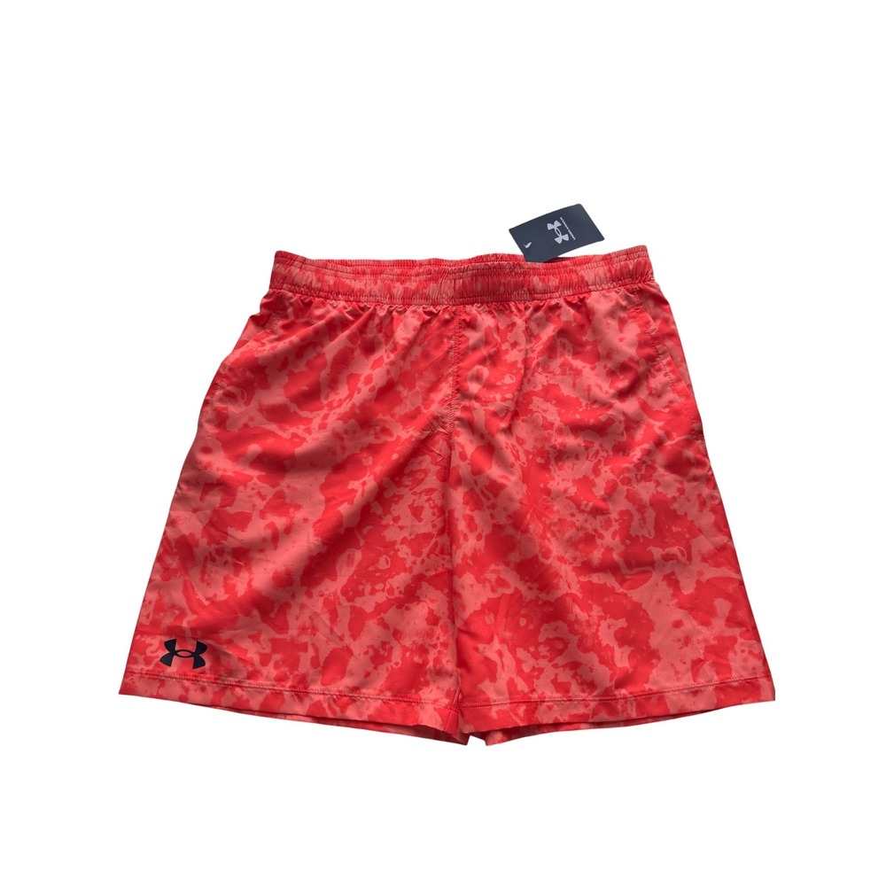 Under Armour Boys Red Salmon Camo‎ Woven Printed Shorts YXL 1377263 NWT Athletic